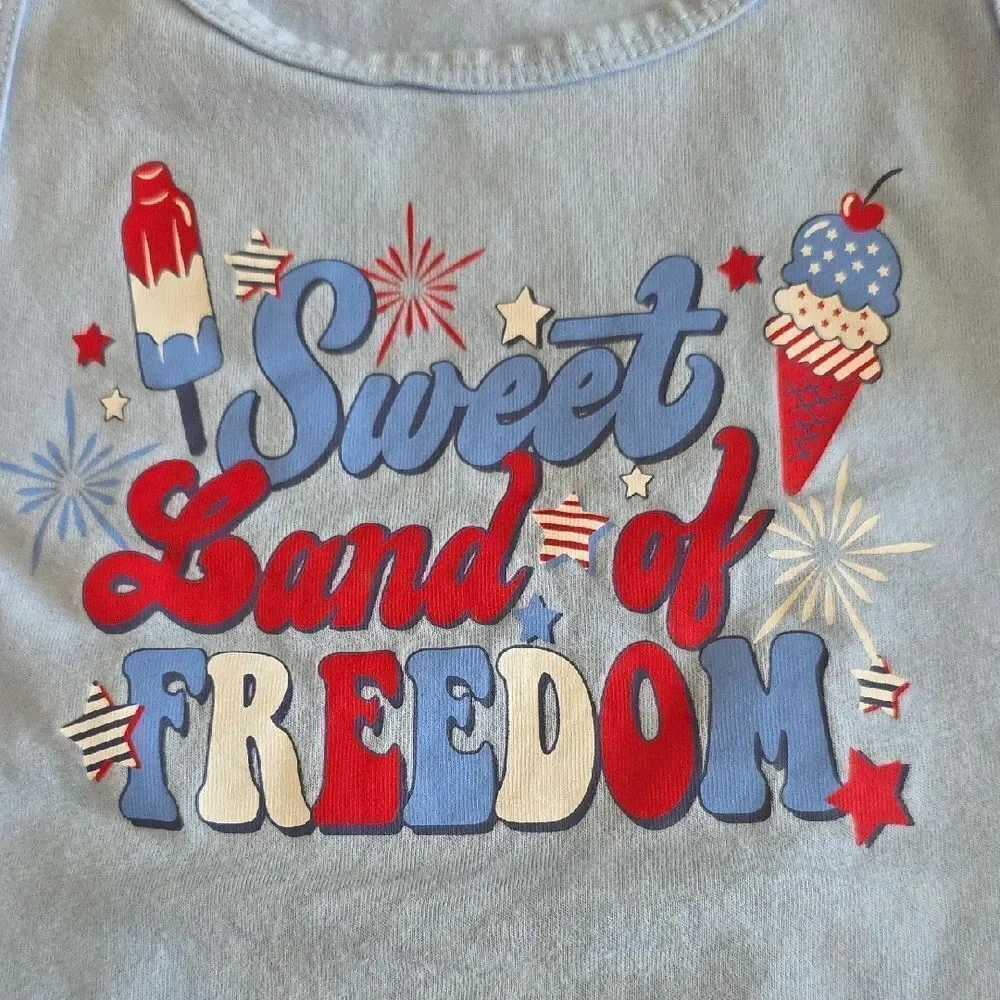Blue and Red Graphic Tank Top Sleeveless
